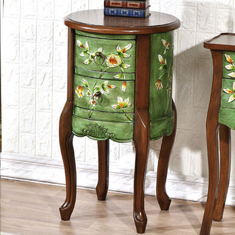 European Flower Painted Birch Side Table