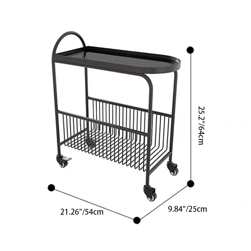 Contemporary Iron Glass 2-Tier End Table