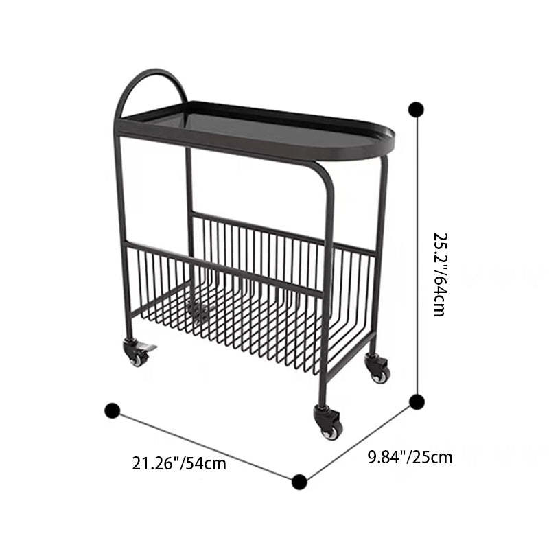 Contemporary Iron Glass 2-Tier End Table