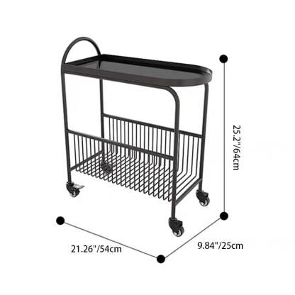 Contemporary Iron Glass 2-Tier End Table