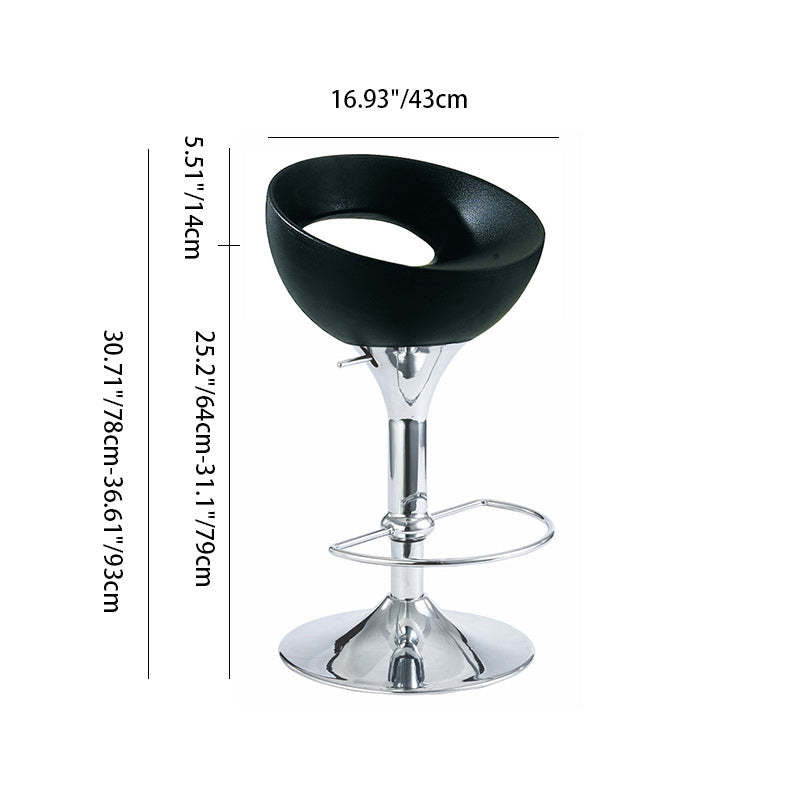 Modern Round Iron Swivel Bar Stool — Red & White