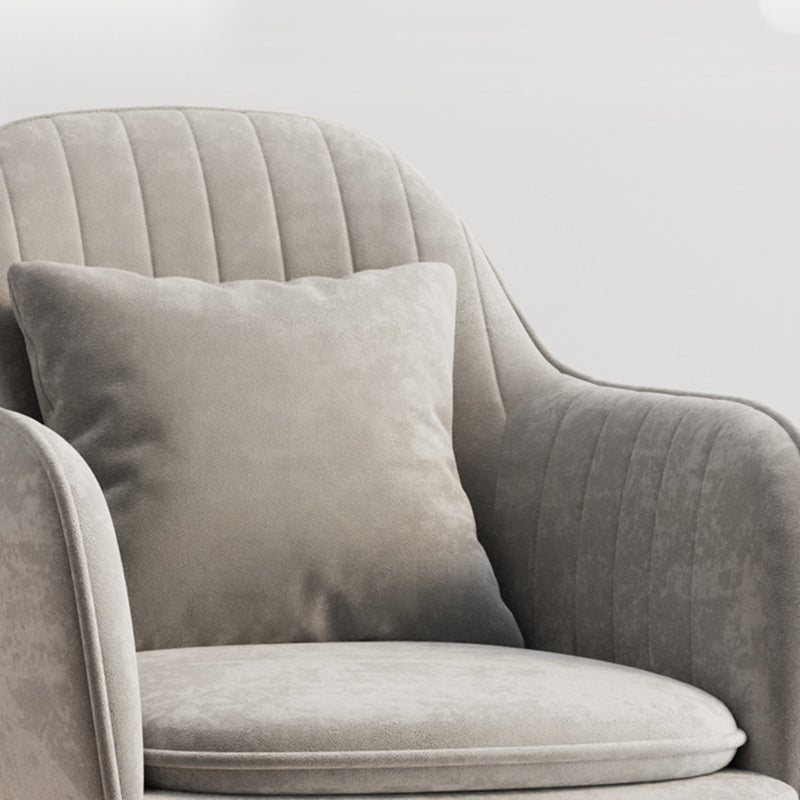 Nordic Striped Velvet Steel Dining Chair — Without Pillow / Gray + Black Frame