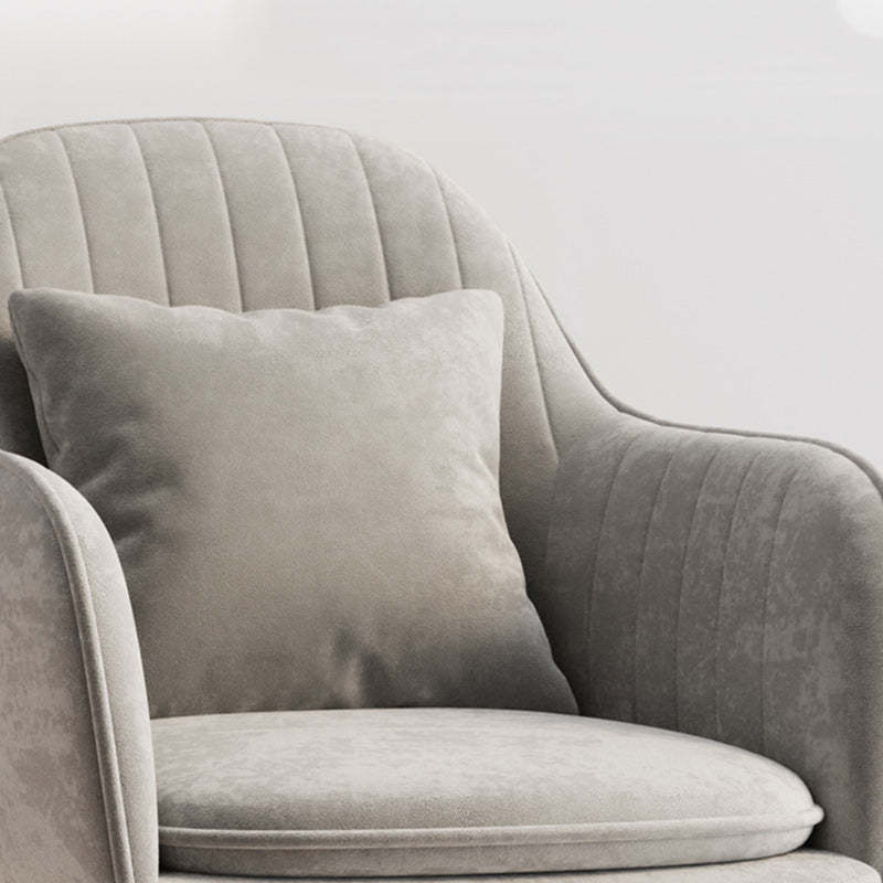 Nordic Striped Velvet Steel Dining Chair — Without Pillow / Gray + Black Frame