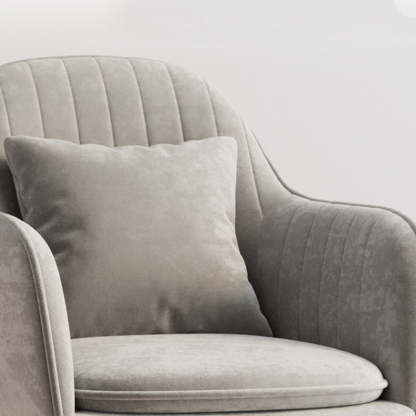 Nordic Striped Velvet Steel Dining Chair — Without Pillow / Gray + Black Frame