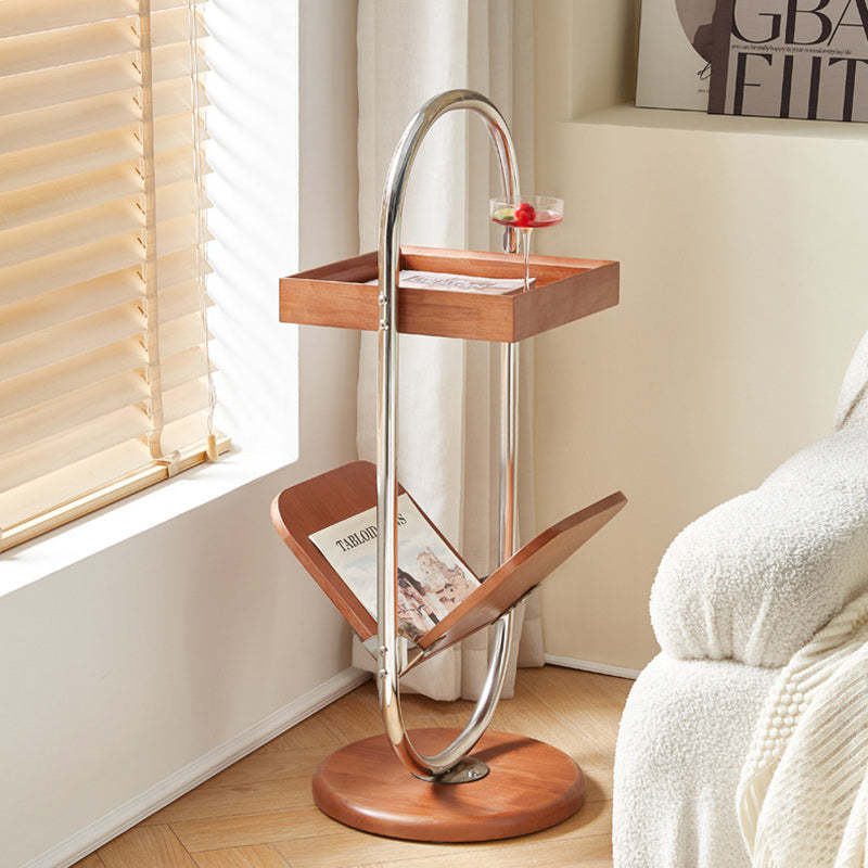Vintage Wood Stainless Steel Side Table