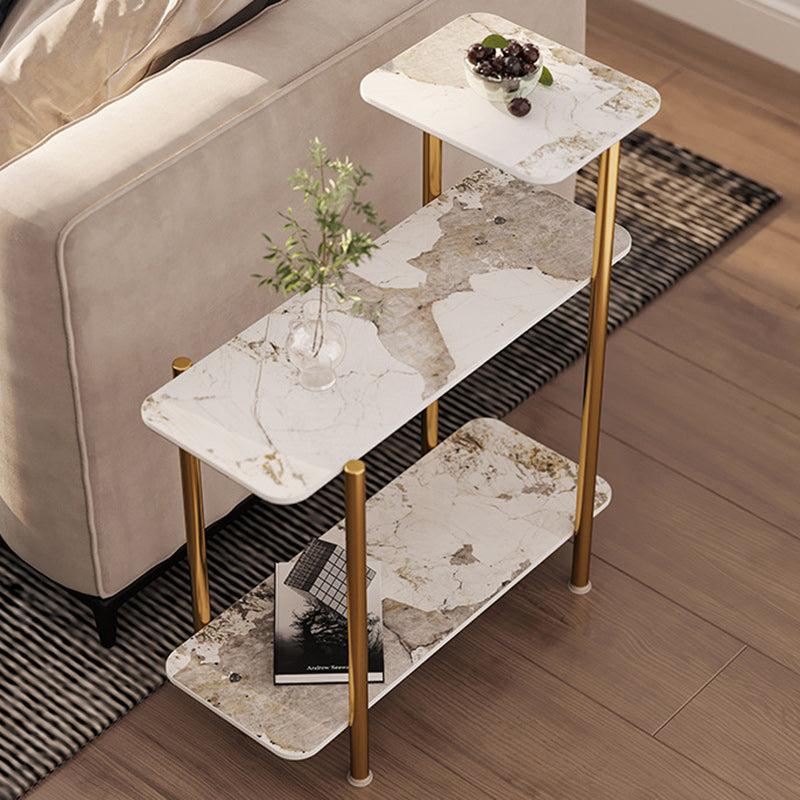 Scandinavian Rock Panel Steel 3-Tier Side Table