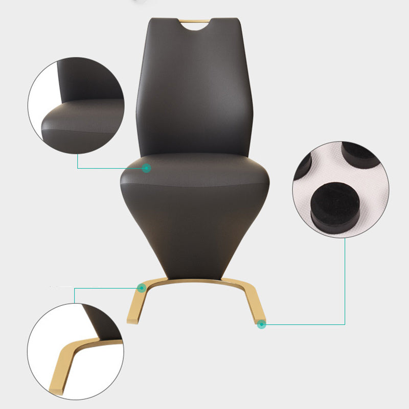 Minimalist U-Shape Titanium Leather Dining Chair