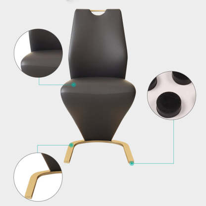 Minimalist U-Shape Titanium Leather Dining Chair