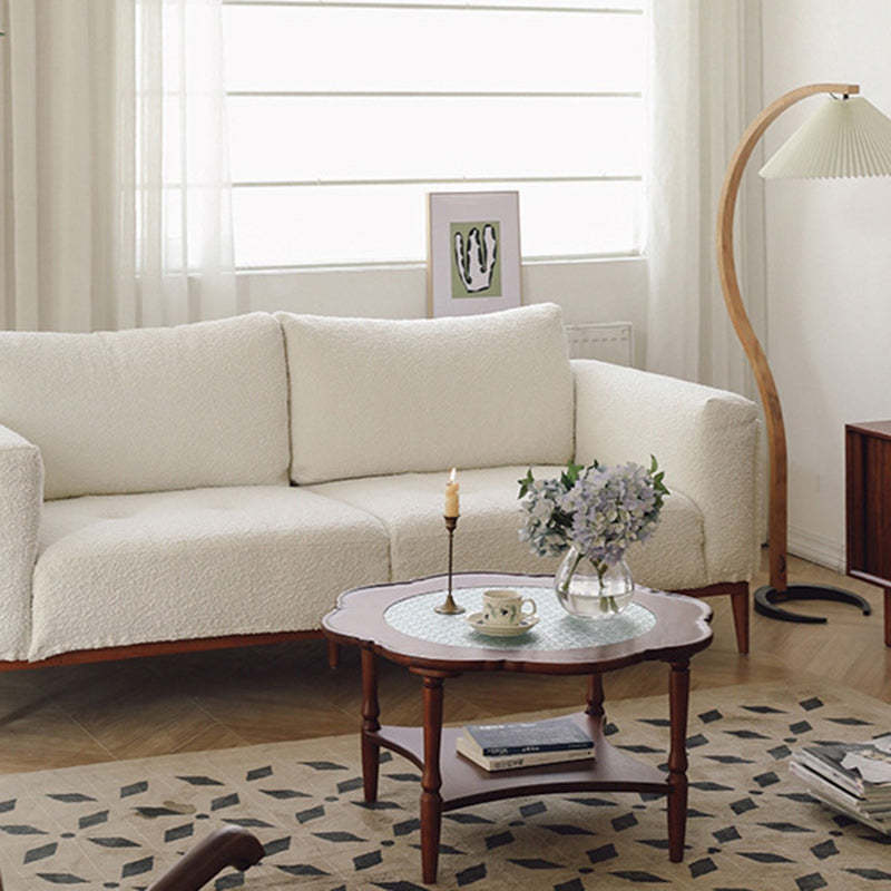 Retro Flower Wood Glass Coffee Table