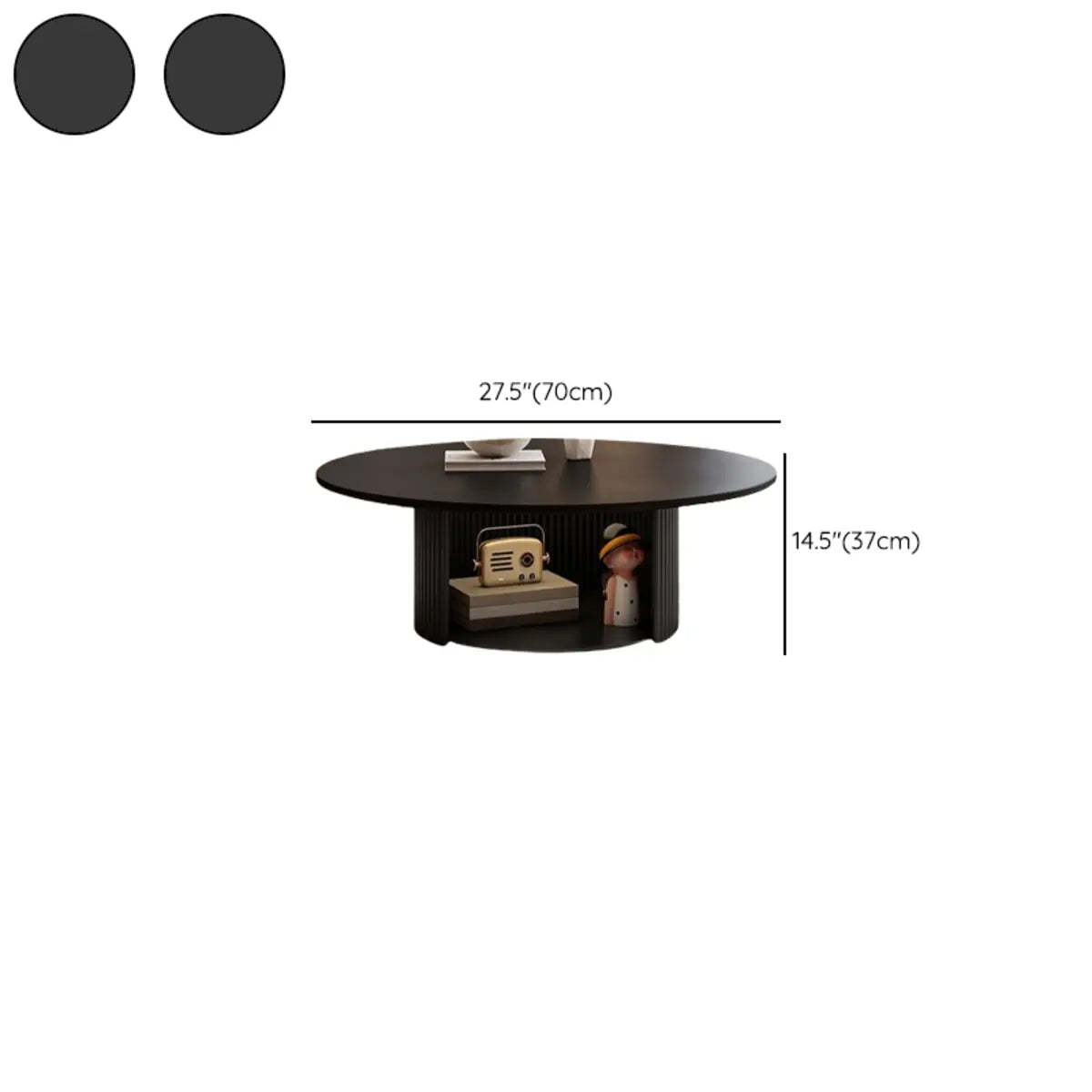 Modern Round Black Stone Nesting Coffee Tables