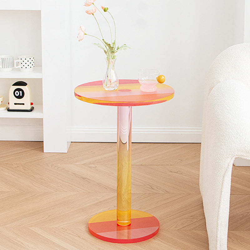 Contemporary Marble Acrylic Column End Table
