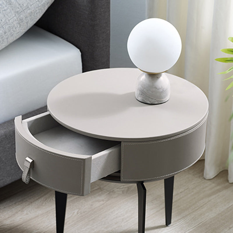 Modern Microfiber Leather Solid Wood Nightstand