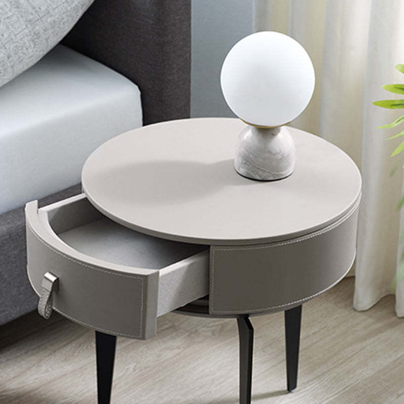 Modern Microfiber Leather Solid Wood Nightstand