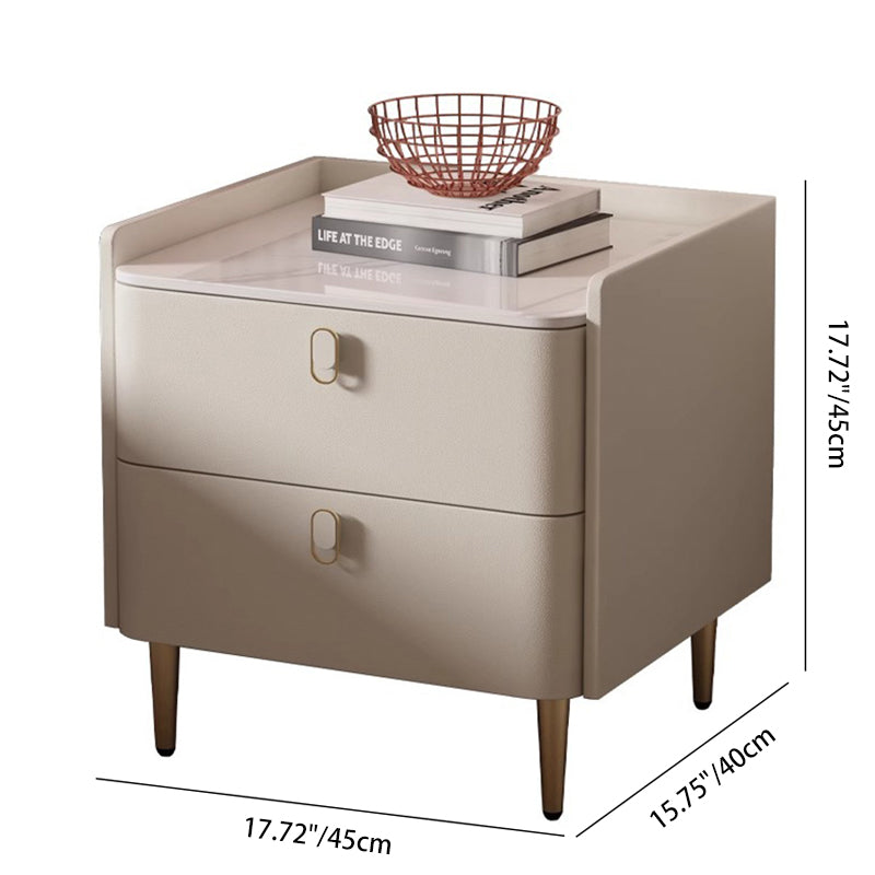 Minimalist Rock Panel Pine Square Nightstand 2-Drawer