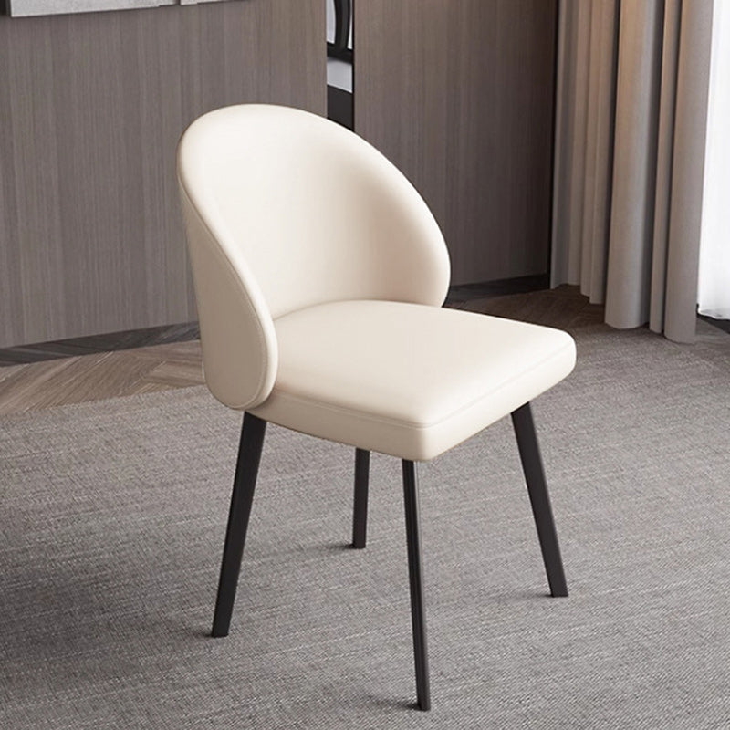 Minimalist Leather Wood Elliptical Curved Dining Chair — Dark Gray