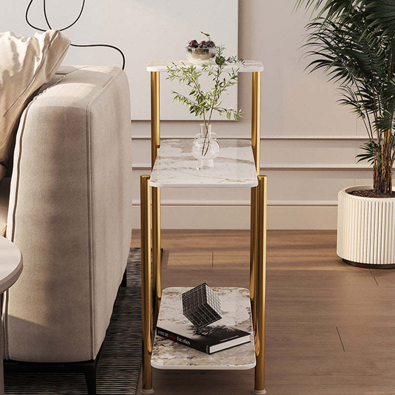 Scandinavian Rock Panel Steel 3-Tier Side Table