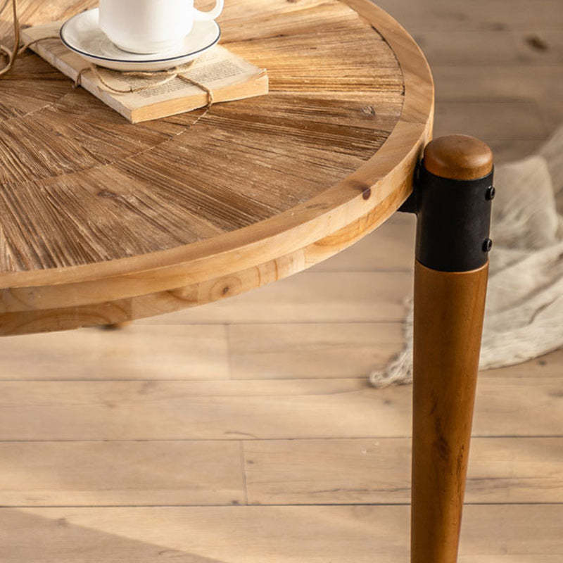 Rustic Round Wood Iron Coffee Table