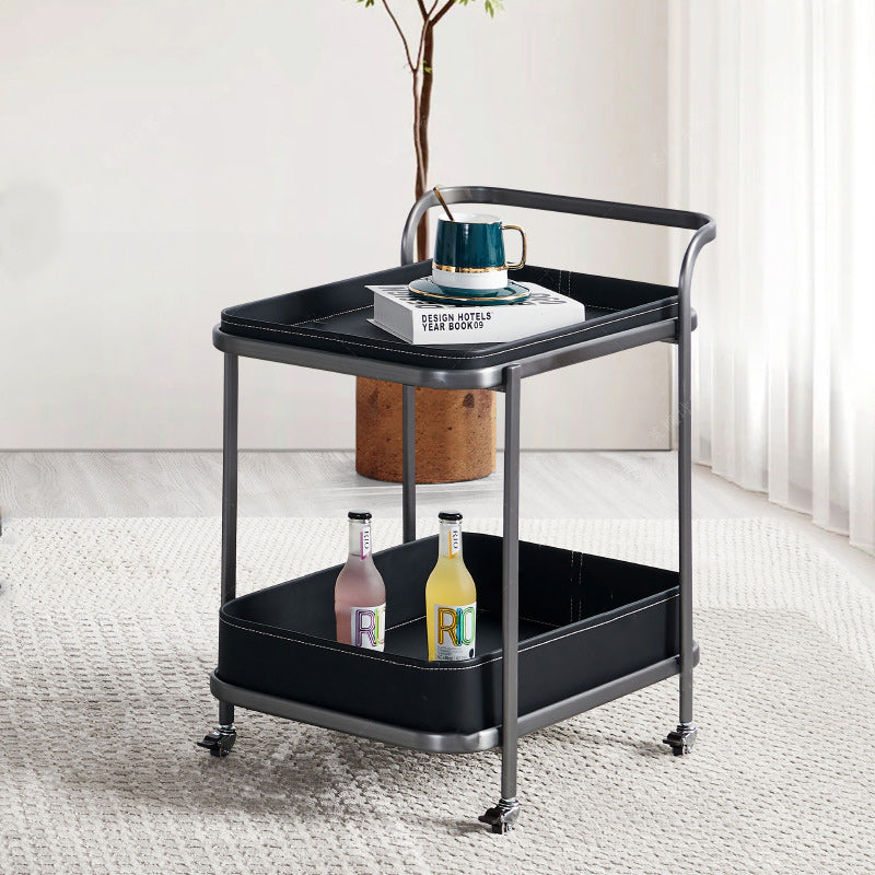 Nordic Leather Rectangular End Table 1-Storage
