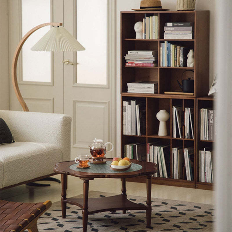 Retro Flower Wood Glass Coffee Table