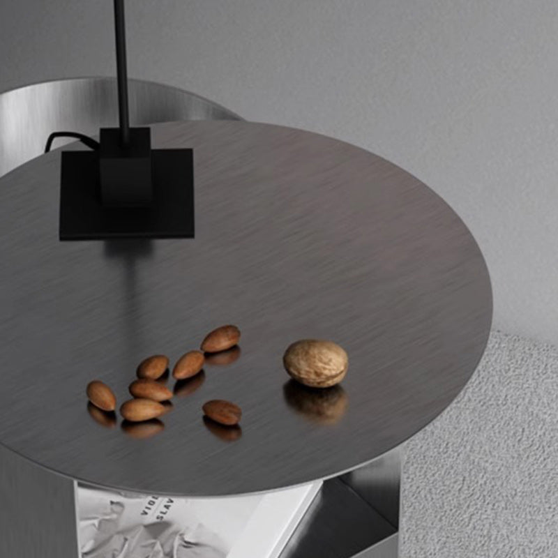 Minimalist Round Steel 2-Tier End Table