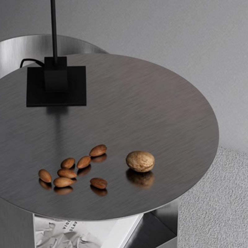 Minimalist Round Steel 2-Tier End Table