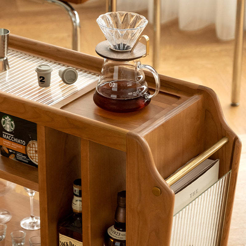 Minimalist Rectangular Wood Glass 3-Tier Coffee Table