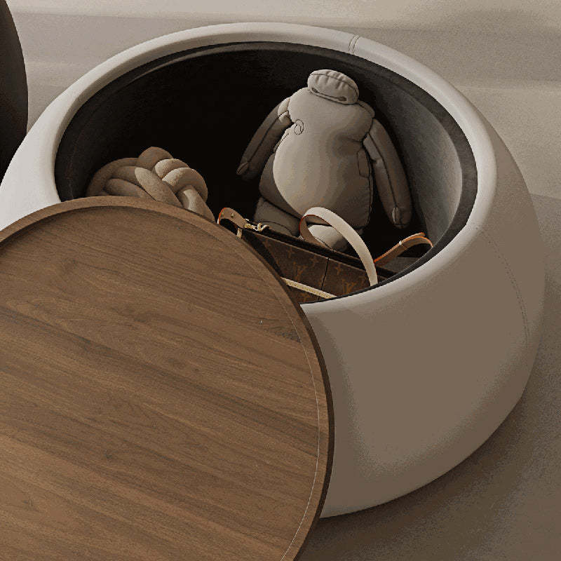 Nordic Cylinder Walnut Leather Coffee Table