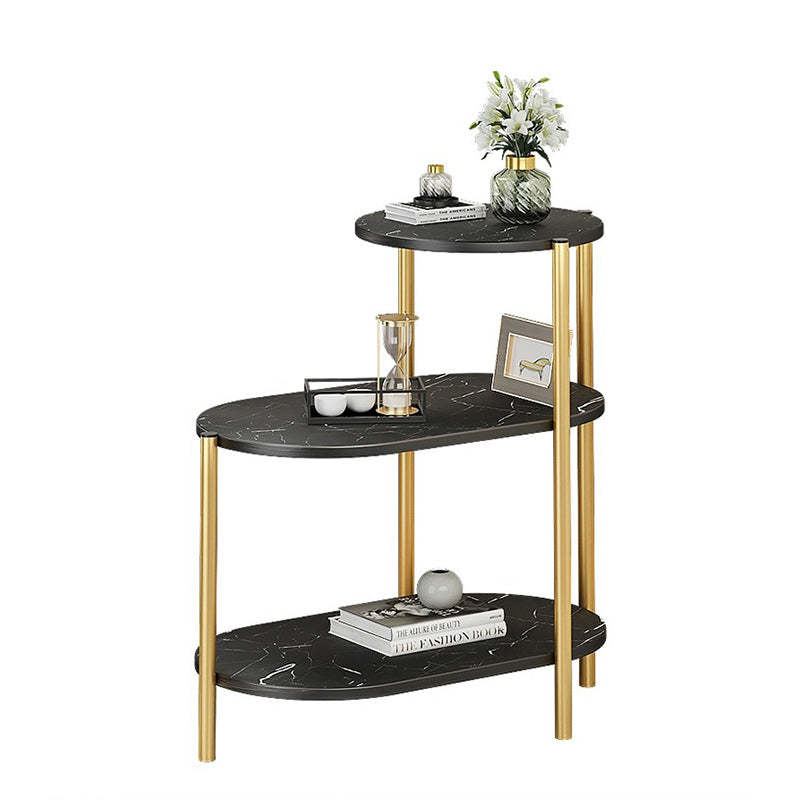Contemporary Luxury Oval Iron Wood End Table