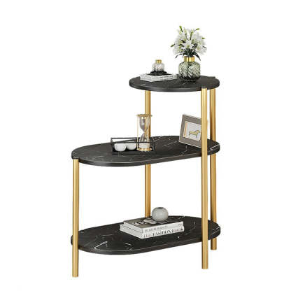 Contemporary Luxury Oval Iron Wood End Table