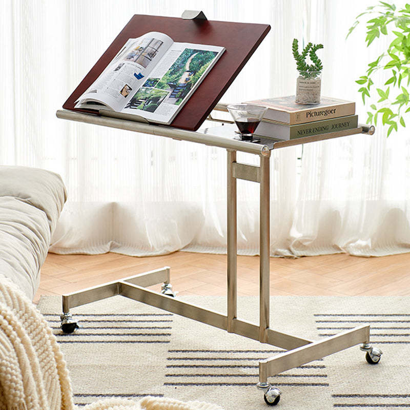 Scandinavian Wood Iron Rectangular End Table 1-Tier