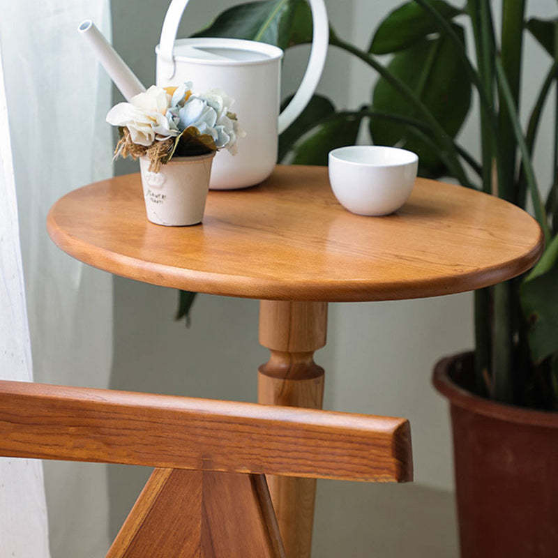 Nordic Round Cherry Wood End Table