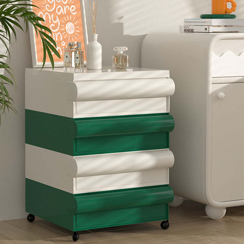 Scandinavian Cubic Movable Nightstand 2/3/4-Drawer — 2 / Black & Red