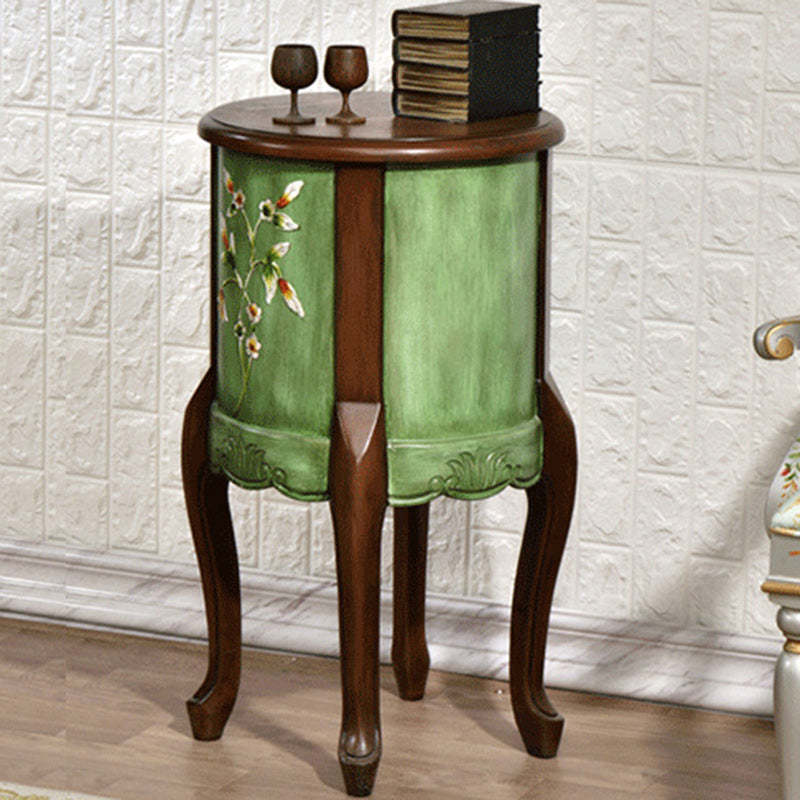 European Flower Painted Birch Side Table