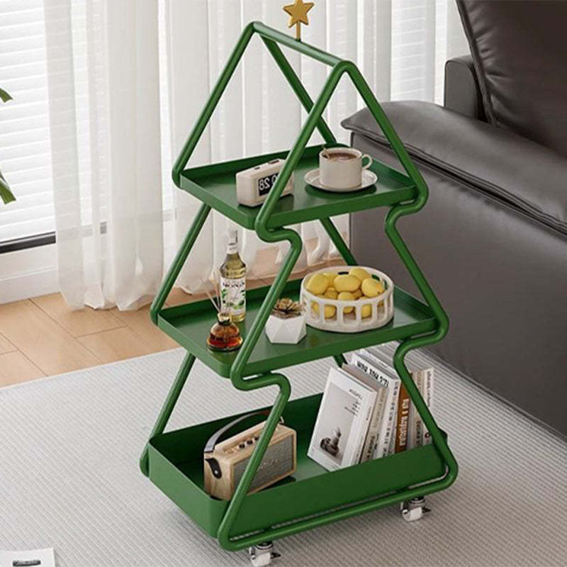 Modern Art Deco Christmas Tree Glass Side Table 3-Tier — White