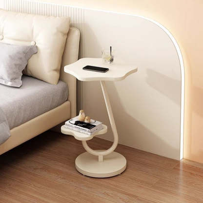 Minimalist Floral Wood Steel 2-Tier End Table