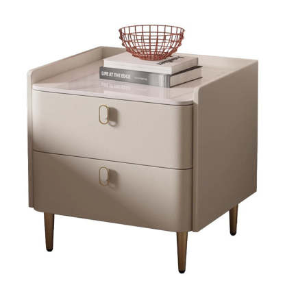Minimalist Rock Panel Pine Square Nightstand 2-Drawer