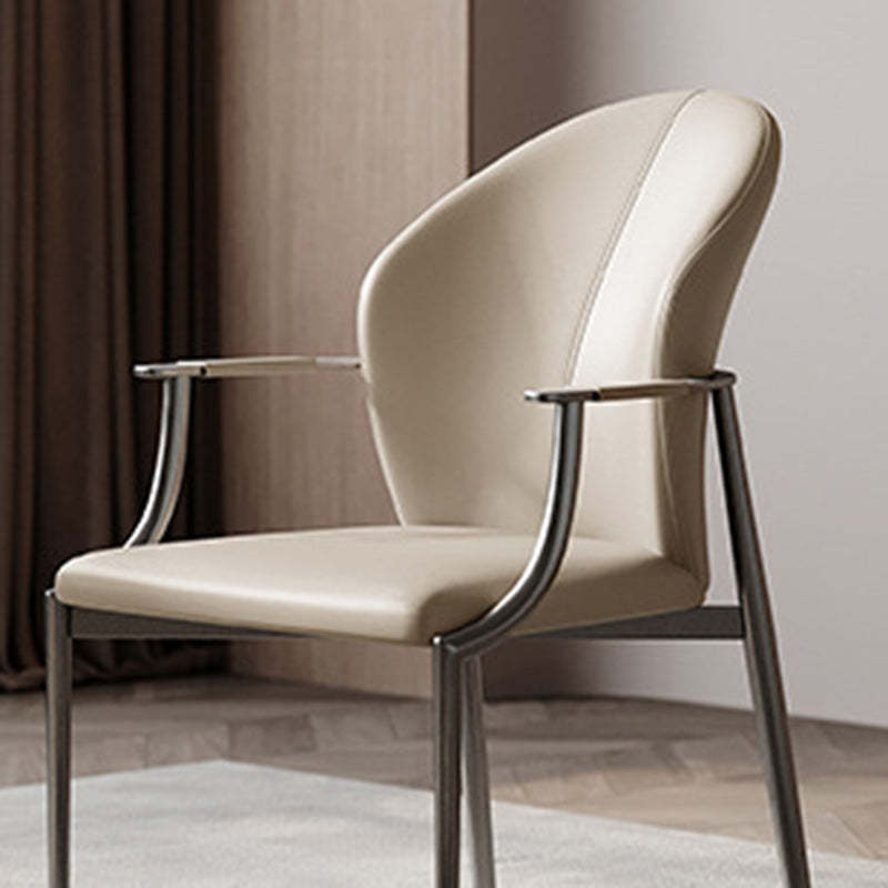 Minimalist microfiber wraparound dining chairs & benches in leather — Gray
