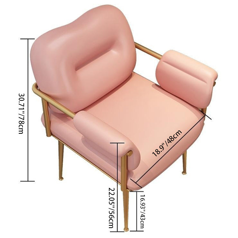 Scandinavian Leather Iron Vanity Stool — Pink / Black