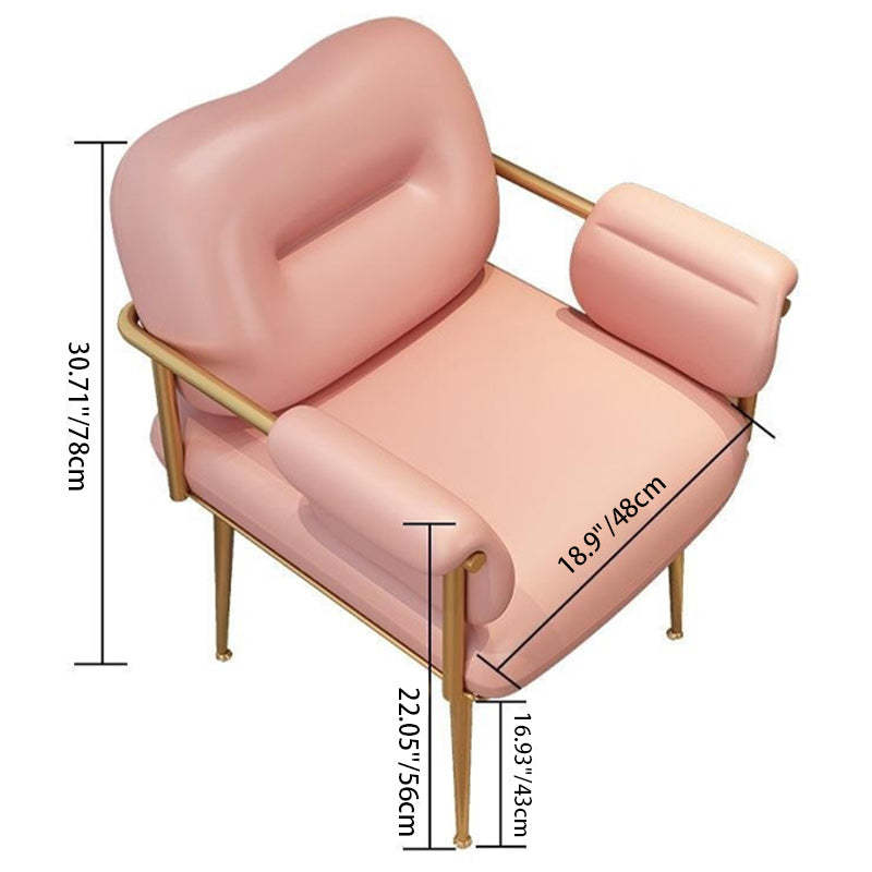Scandinavian Leather Iron Vanity Stool — Pink / Black