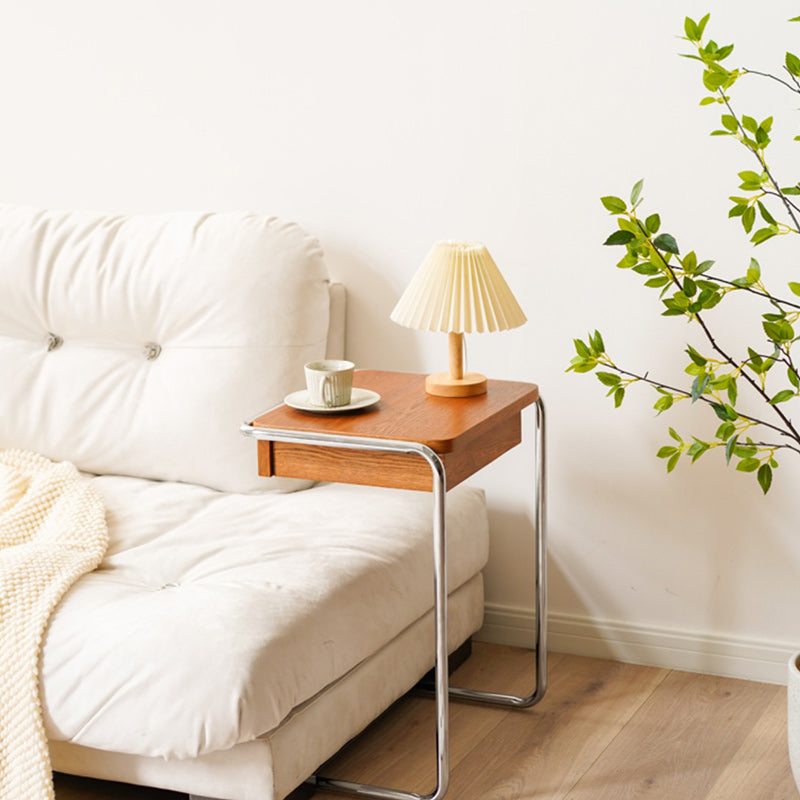 Minimalist Wood Steel End Table