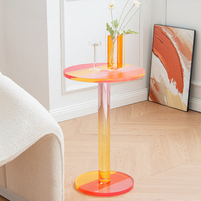 Contemporary Marble Acrylic Column End Table
