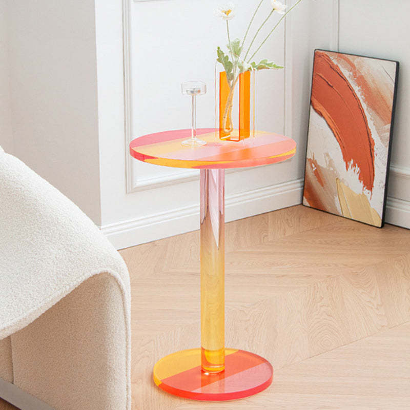 Contemporary Marble Acrylic Column End Table