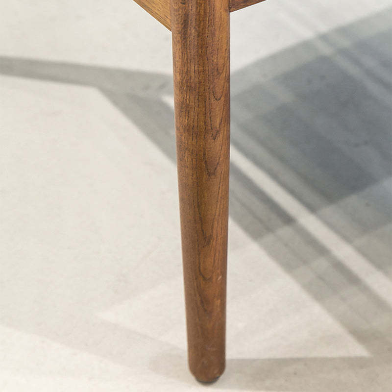 Nordic Leather Oak Dining Chair — Walnut Color / Green