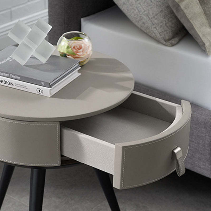 Modern Microfiber Leather Solid Wood Nightstand