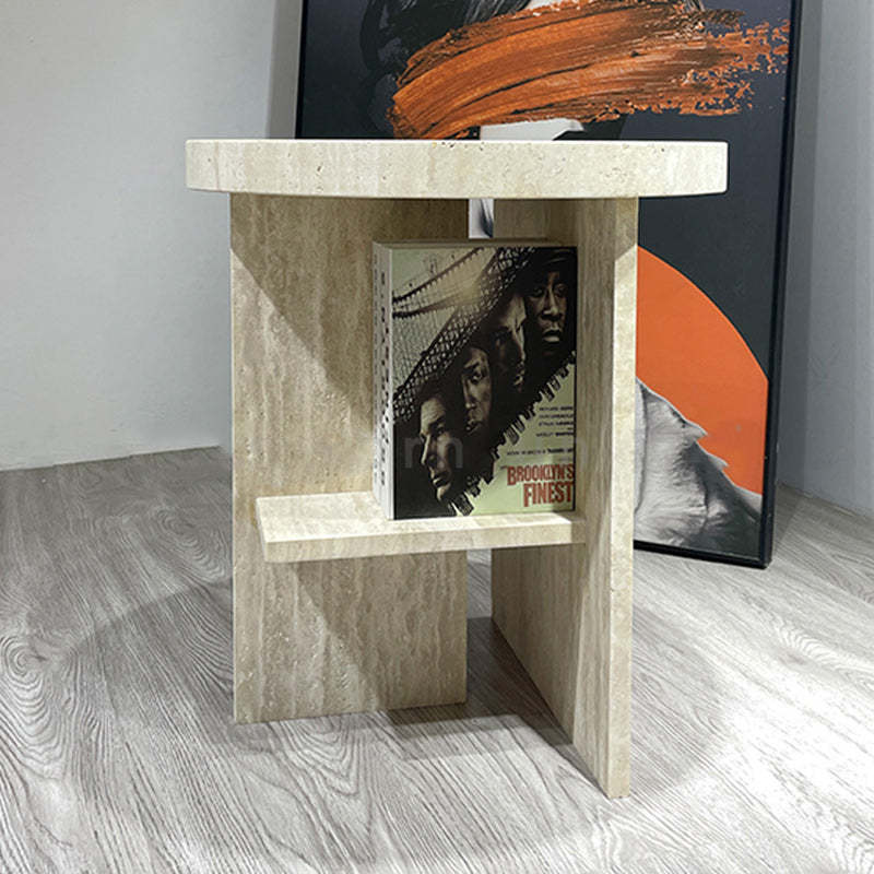 Nordic Travertine Chrysoprase Side Table
