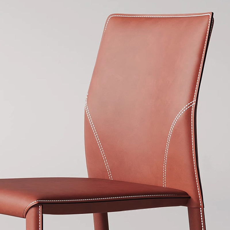 Modern Saddle Leather Carbon Steel Backless Dining Chair