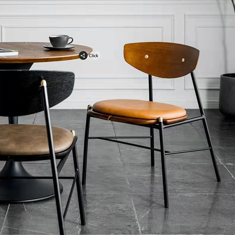 Industrial Curved PU Leather Dining Chair