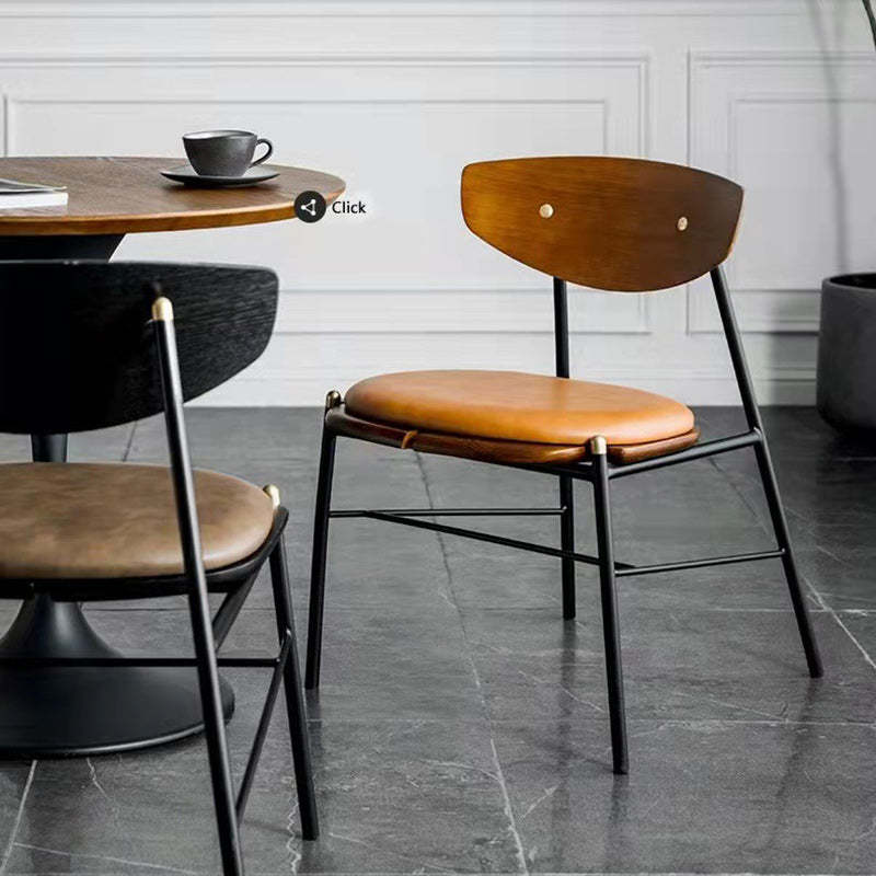 Industrial Curved PU Leather Dining Chair
