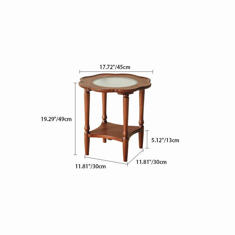 Retro Flower Wood Glass Coffee Table