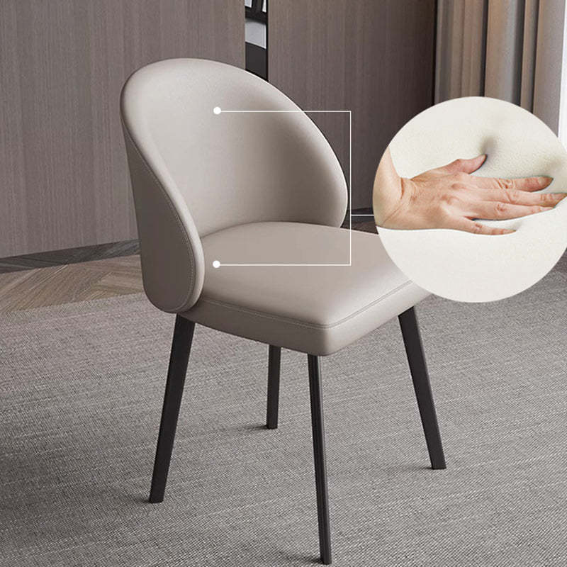 Minimalist Leather Wood Elliptical Curved Dining Chair